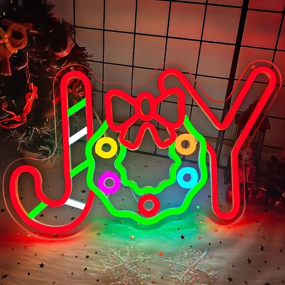Christmas Joy Neon Sign Led Candy Dimmable Light Up Sign for Party Kids Gift - Picture 2 of 7